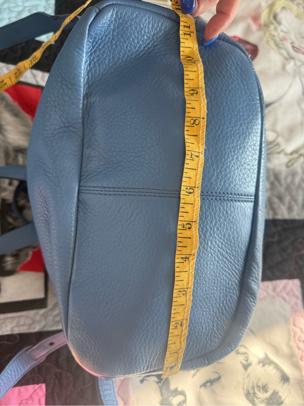 Cole Haan Pebbled Blue Leather Backpack - Sleek Everyday Carry - Picture 9 of 10